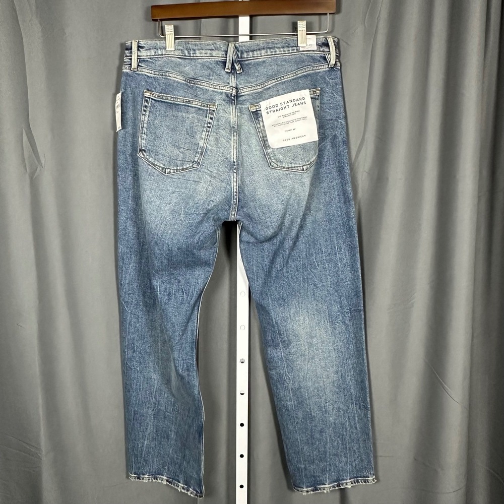 NWT Good American Standard Straight Jeans Sz 10 30 Indigo868 28 Inseam Mid-rise - Picture 4 of 10